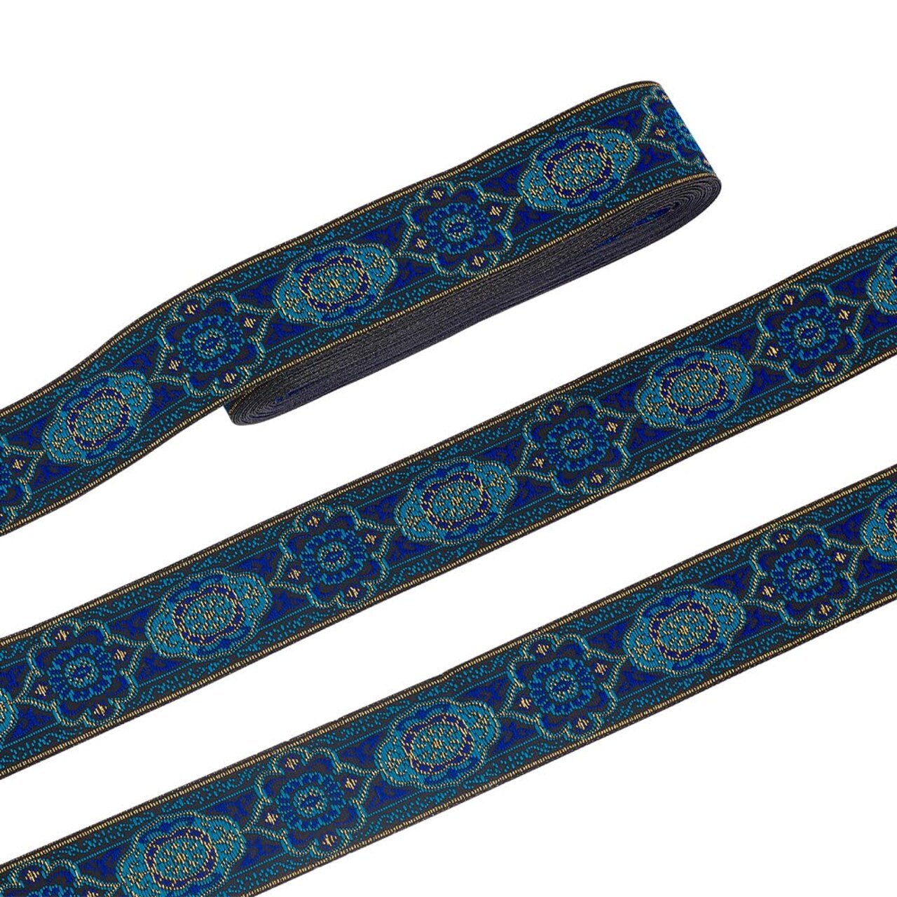1.3 Inch Vintage Jacquard Ribbon, 7 Yards Emobridered Woven Ribbon Boho Fabric Sewing Woven Ribbon Persian Floral Trim Fringe Decor Trim for Ramadan Clothing Embellishment Decoration